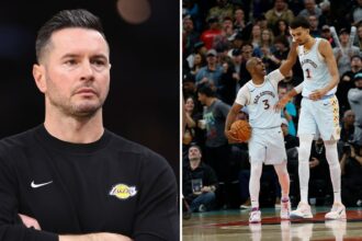 JJ Redick reacts to gestures from Chris Paul and Victor Wembaneyama, saying, "He called me..."