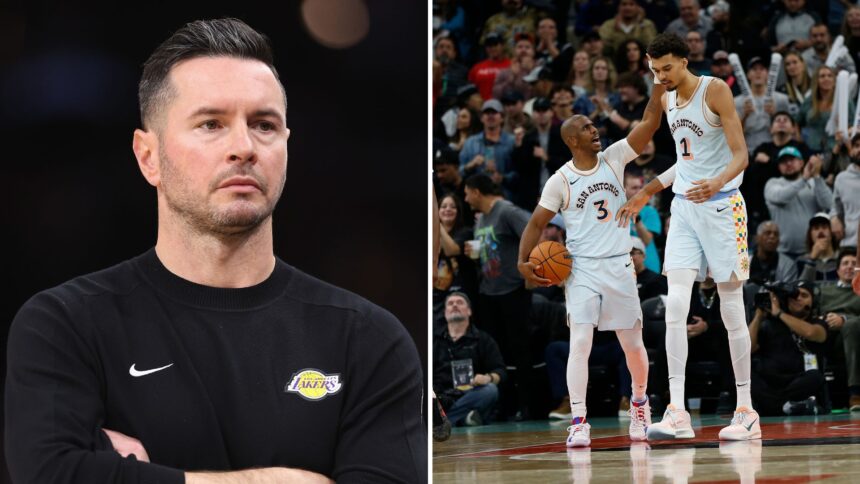 JJ Redick reacts to gestures from Chris Paul and Victor Wembaneyama, saying, "He called me..."